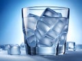 glass with ice cubes and fresh water on color background Royalty Free Stock Photo