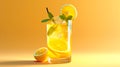 glass of ice Lemon and mint, orange summer fresh drink on blank simple background top side view, lemonade drink generative ai Royalty Free Stock Photo