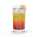 Glass of Ice Tea with Lemon on white. 3D illustration Royalty Free Stock Photo