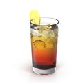 Glass of Ice Tea with Lemon on white. 3D illustration Royalty Free Stock Photo