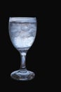 Glass of Ice Water on Black Background