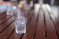 A glass of ice with water drop condense around it. Royalty Free Stock Photo