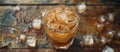 Glass of Ice on Wooden Table Royalty Free Stock Photo