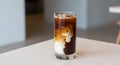 Coffee Drink with Milk in Glass Royalty Free Stock Photo