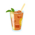 Glass of iced tea with lemon and mint. Vector Royalty Free Stock Photo