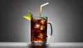 A glass of iced tea with a lemon wedge and a straw Royalty Free Stock Photo