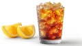 A glass of iced tea with lemon wedges on a white background Royalty Free Stock Photo