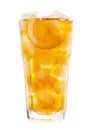 Glass of iced tea with lemon on white background Royalty Free Stock Photo