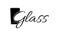 Glass icon with the first letter on the background of graphics.