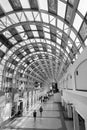 Glass indoor walkway between Union Station and the CN Tower Royalty Free Stock Photo