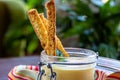 Glass of the Italian dessert Zabaglione or Sabayon Royalty Free Stock Photo