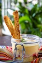 Glass of the Italian dessert Zabaglione or Sabayon Royalty Free Stock Photo