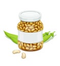 Glass jar with Bean and pods