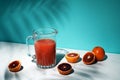 Glass jar of blood orange juice Royalty Free Stock Photo