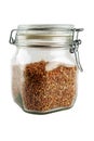 Glass jar with buckwheat