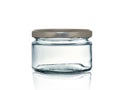 Glass jar for canning with iron lid isolated on white background with reflection Royalty Free Stock Photo