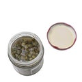 a glass jar with capers in vinegar Royalty Free Stock Photo