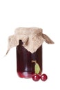 Glass jar with cherry jam Royalty Free Stock Photo