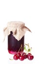Glass jar with cherry jam Royalty Free Stock Photo