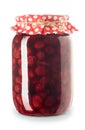 Glass jar of cherry jam Royalty Free Stock Photo