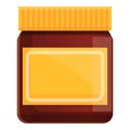 Glass jar chocolate paste icon, cartoon style Royalty Free Stock Photo