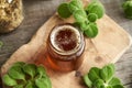 A glass jar of Coleus amboinicus syrup for common cold