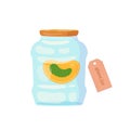 Glass jar with cucumber illustration. Vector cartoon flat illustration isolated on white.