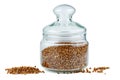 Glass jar with dried buckwheat seeds