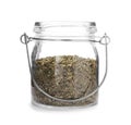 Glass jar with dried parsley Royalty Free Stock Photo