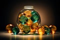a glass jar filled with colorful marbles Royalty Free Stock Photo