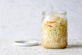 Glass jar filled with freshly made sauerkraut Royalty Free Stock Photo