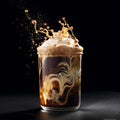 glass jar filled with a mouth-watering iced coffee dessert - generative Ai illustration