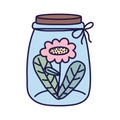 Glass jar with flower decoration flora icon