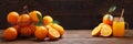 Glass jar of fresh orange juice with fresh fruits Royalty Free Stock Photo