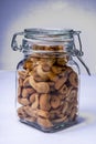 Glass jar full of cashews