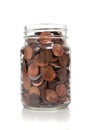 Glass jar full of coins Royalty Free Stock Photo