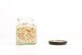 Glass Jar Full On Fine Oats Royalty Free Stock Photo