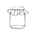 Glass jar hand-drawn art line. Black and white illustration of food storage utensils. Monochrome pattern in vector. Glassware for Royalty Free Stock Photo