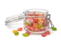 Glass jar of hard fruit candies