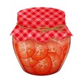 Glass jar with home made tomatoes. Realistic style.