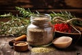 glass jar of homemade natural face mask ingredients