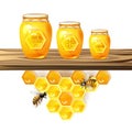 Glass jar and honey