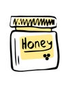 Glass jar with honey. Hand drawn design element for poster. Royalty Free Stock Photo