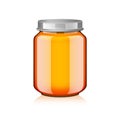 Glass Jar For Honey, Jam, Jelly or Baby Food Puree realistick Mock Up Template Royalty Free Stock Photo