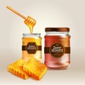 Glass Jar Honey Realistic Background