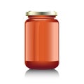 Glass jar with jam,