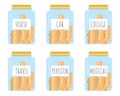 Glass jar with labeled savings vector illustration Royalty Free Stock Photo