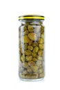 Glass jar with marinated capers