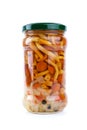 Glass jar with marinated honey agarics
