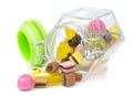 A glass jar of mixed sweets Royalty Free Stock Photo